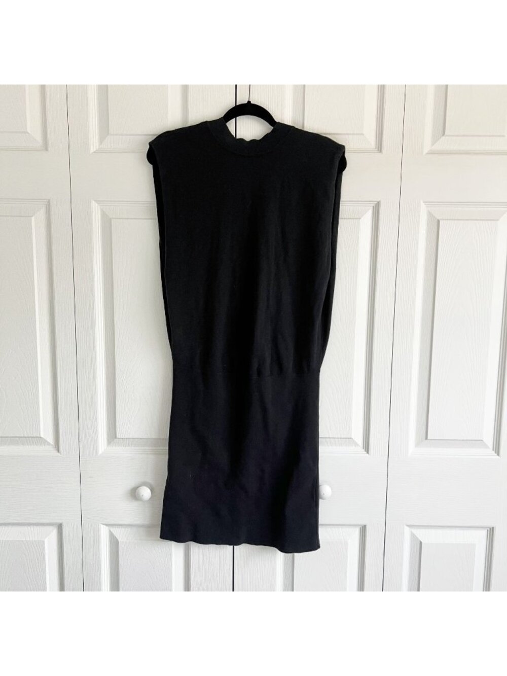 Free People Black Sleeveless Ribbed Knit Open Back Dress Women's Size Medium M
